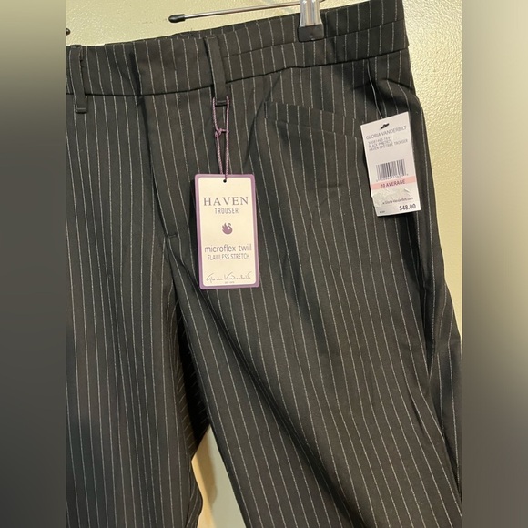 Gloria Vanderbilt Womens Black Micro flax Twill Haven Striped Trousers 10 New - Picture 7 of 14